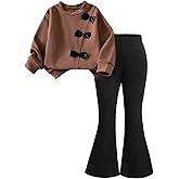 SOLY HUX Girl's Clothes Bow Crewneck Sweatshirt Flared Pants 2 Piece Fall Winter Outfit Set