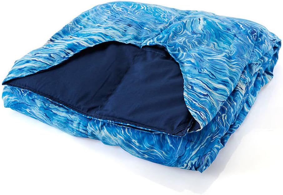 Sleep Tight Weighted Blanket Large 16 Pound Blue Wavy 70-140 pounds 54" X 72"