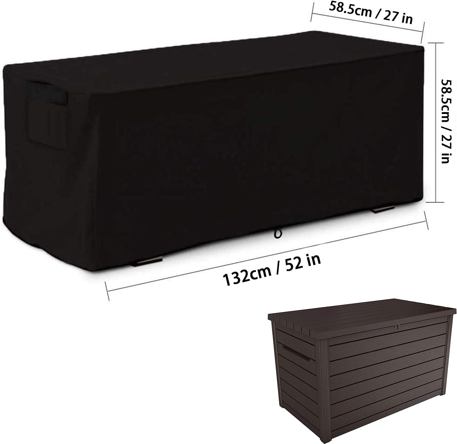 Mr.You Patio Deck Box Cover Storage Cover,Deck Box Cover Outdoor Storage Container Cover Dust-Proof Protective for Deck Boxes(Black，52 in): Home Improvement