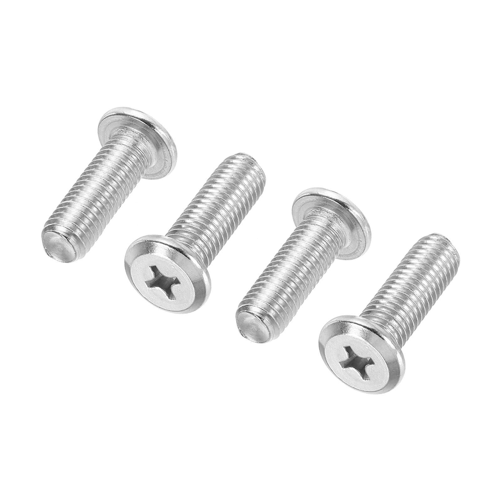 PATIKIL Flat Round Head Phillips Screws, 4 Pack M10-1.5 x 30mm Binding Screws 304 Stainless Steel 18-8 Full Thread, Phillips Drive Machine Screw Furniture Screw Connector Bolts