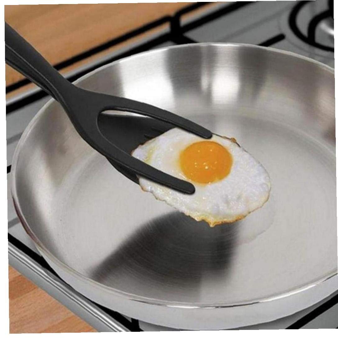 BYFRI1pc 2 in 1 Silicone Spatula Omelette Shovel Food Clip Pancake Pliers Bbq French Toast Omelet Easy Kitchen Restaurant Cooking Tools