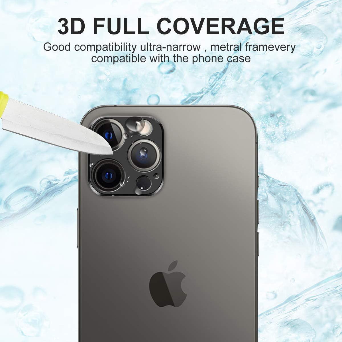 Diruite 3-Pack for iphone 12 Pro Camera Lens Protector Metall Lens Protective Cover(6.1-inch)-Black, 6.1" pour iPhone 12 Pro - Image 4