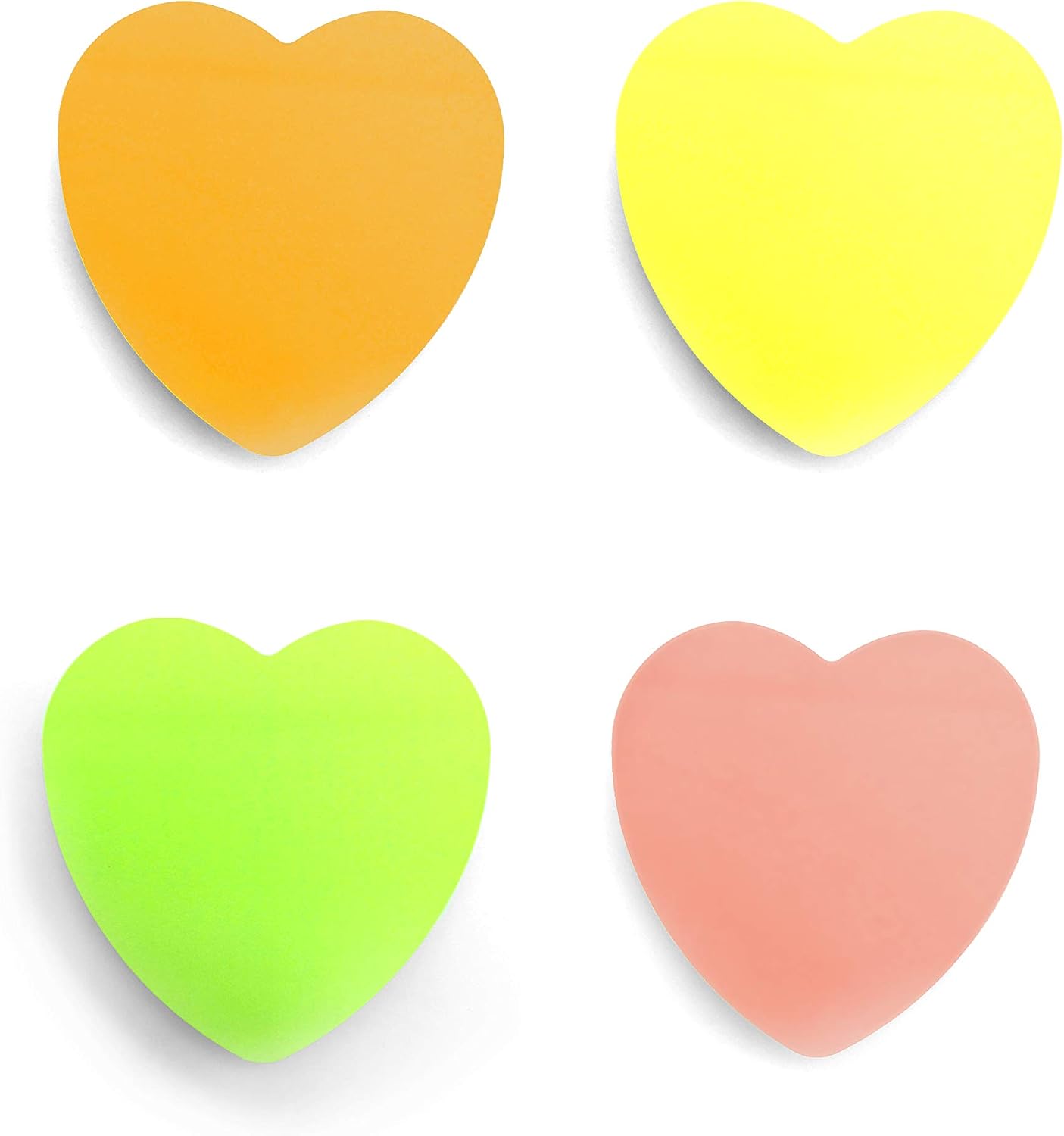 400 Heart Shaped Sticky Notes, Bright Colours (76x76mm) Set of 4 Pads (100 Sheets Each), Colourful Adhesive Memo Pads, Yellow - Image 4