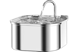 NautyPaws Cat Water Fountain, 3.2L/108oz Automatic Stainless Steel Pet Fountain Dog Water Dispenser with Super Quiet Design - Ideal for Cats, Dogs, and Multiple Pets - Dishwasher Safe