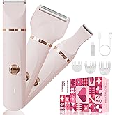 Bikini Trimmer for Women,3 in 1 Electric Shaver,IPX7 Waterproof Hair Trimmer Women USB Recharge (Pink)