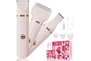 RAXMETRY Bikini Trimmer for Women,3 in 1 Electric Shaver Razors,IPX7 Waterproof Wet/Dry,Pubic Hair Trimmer Women with Ceramic Blade USB Recharge,Pink