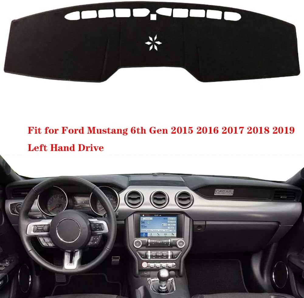 N2Qnice Car Auto Dashboard Cover for Ford Mustang 6th Gen 2015 2016 2017 2018 2019 Left Hand Drive Dashmat Pad Carpet Dash Mat