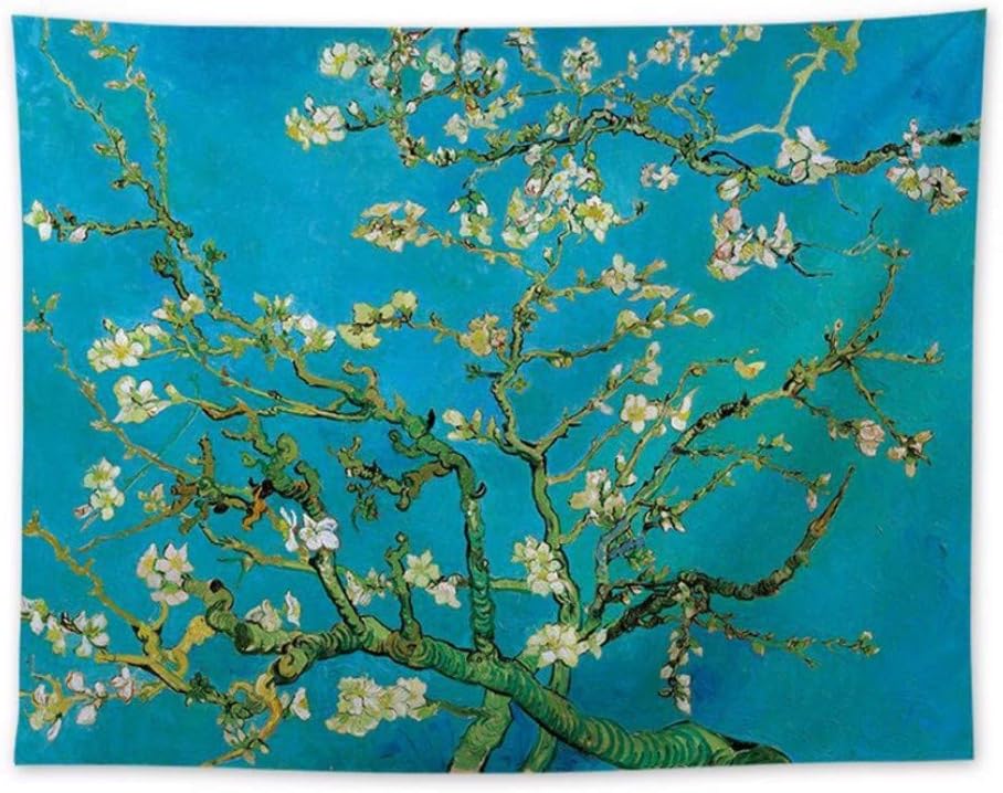 Ytdzsw Van Gogh Drape Tapestry Almond Blossoms Flowers Tapestry Wall Hanging Floral Wall Sheet Hippie Decor Flower Home Decor-150X150Cm