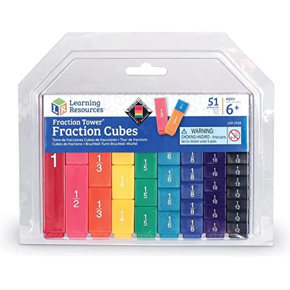 Learning Resources Fraction Tower Cubes - 51 Pieces, Ages 6 Plus Maths Learning Toys for Kids, Math Classroom and Homeschool Accessories, Fractions Learning for Kids,Back to School Supplies