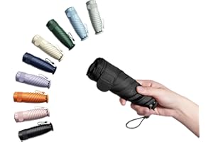 BAODINI Super Lightweight Mini Travel Umbrella UV Blocking Sun Protection Ultra Small Compact Size Pocket Umbrella with a Leather Bag Cover for Purse