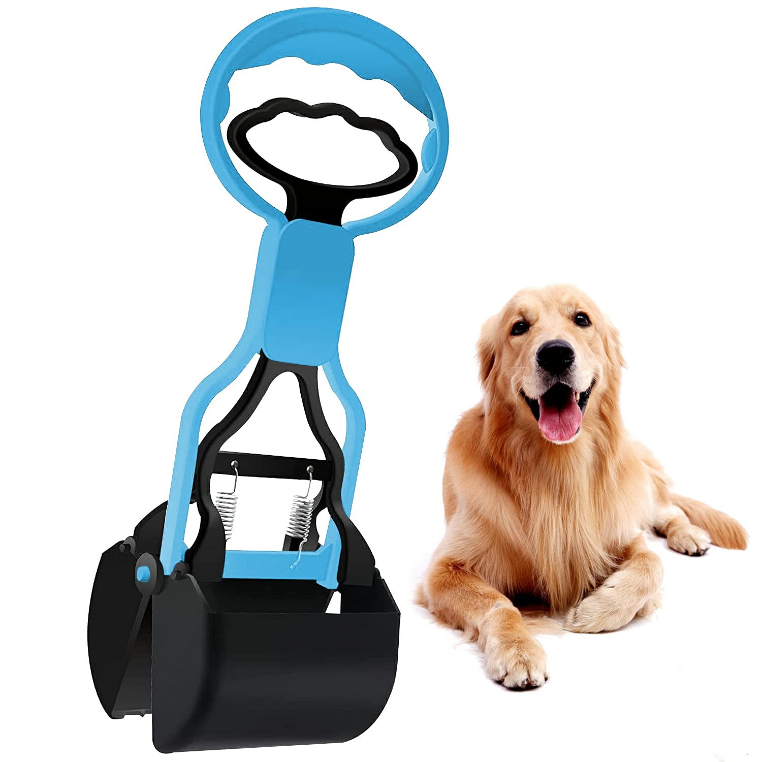 Pet Dog Pooper Scooper,1PC Non-Breakable Pooper Scooper, Large Pooper Scooper,Long Handle Heavy Duty Dog Poop Scooper,Durable Dog Poop Pick Up Tool with Jaw Claw Bin for Easy Grass and Gravel (Blue)