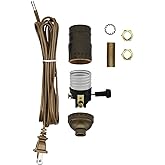 Creative Hobbies Make a Lamp or Repair Kit - All Essential Hardware, 3 Way Socket, and Matching Electric Cord (Antique)