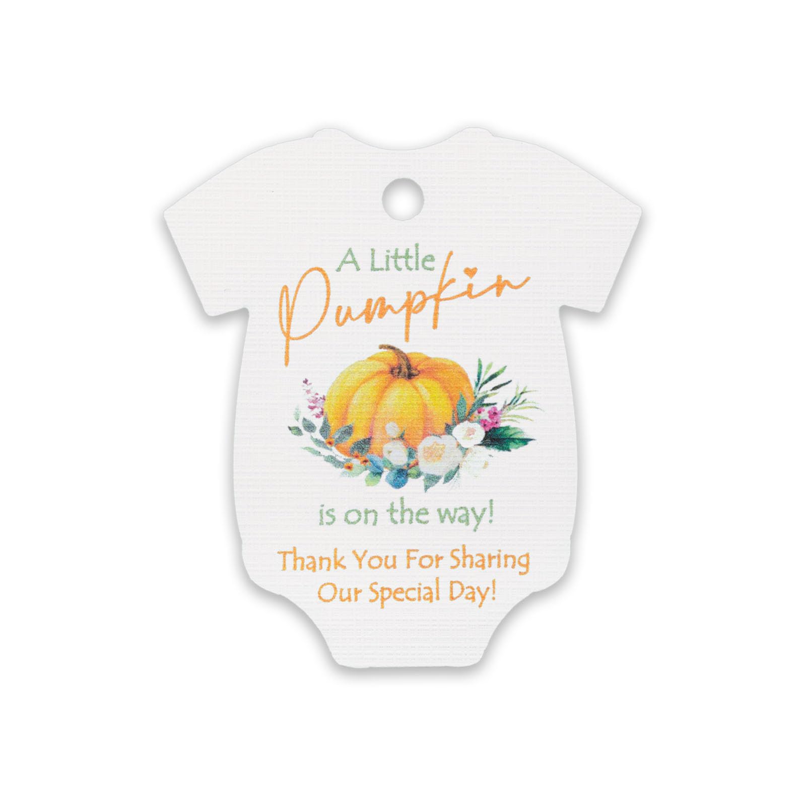 Summer-Ray 50pcs A Little Pumpkin is on the Way Baby Shower Thank You for Sharing Our Special Day Gift Tags (White Card with Orange Pumpkin)