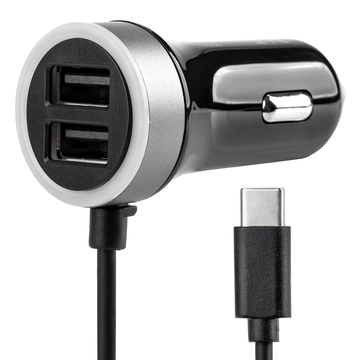 AMIO Car Cigarette Lighter Socket Power Adapter Phone Charger Micro C + 2 USB 2.4A PRO-03