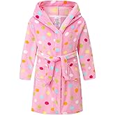 Girls Fleece Hooded Robe Warm Sleepwear for Toddler Kids Soft Fuzzy Bathrobe Gifts