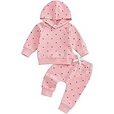 GOOCHEER Infant Valentine’s Day Outfit Toddler Baby Girl Long Sleeves Hoodie Top Pants Valentines Day Clothes