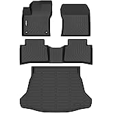 GINOWY-Floor Mats & Cargo Liner for Toyota Prius 2016-2022 (Not for Prius Prime & Prius V & Prius C), TPE All Weather Prius Floor Mats, Waterproof Non-Slip Trunk Mat Floor Liners Accessories Black