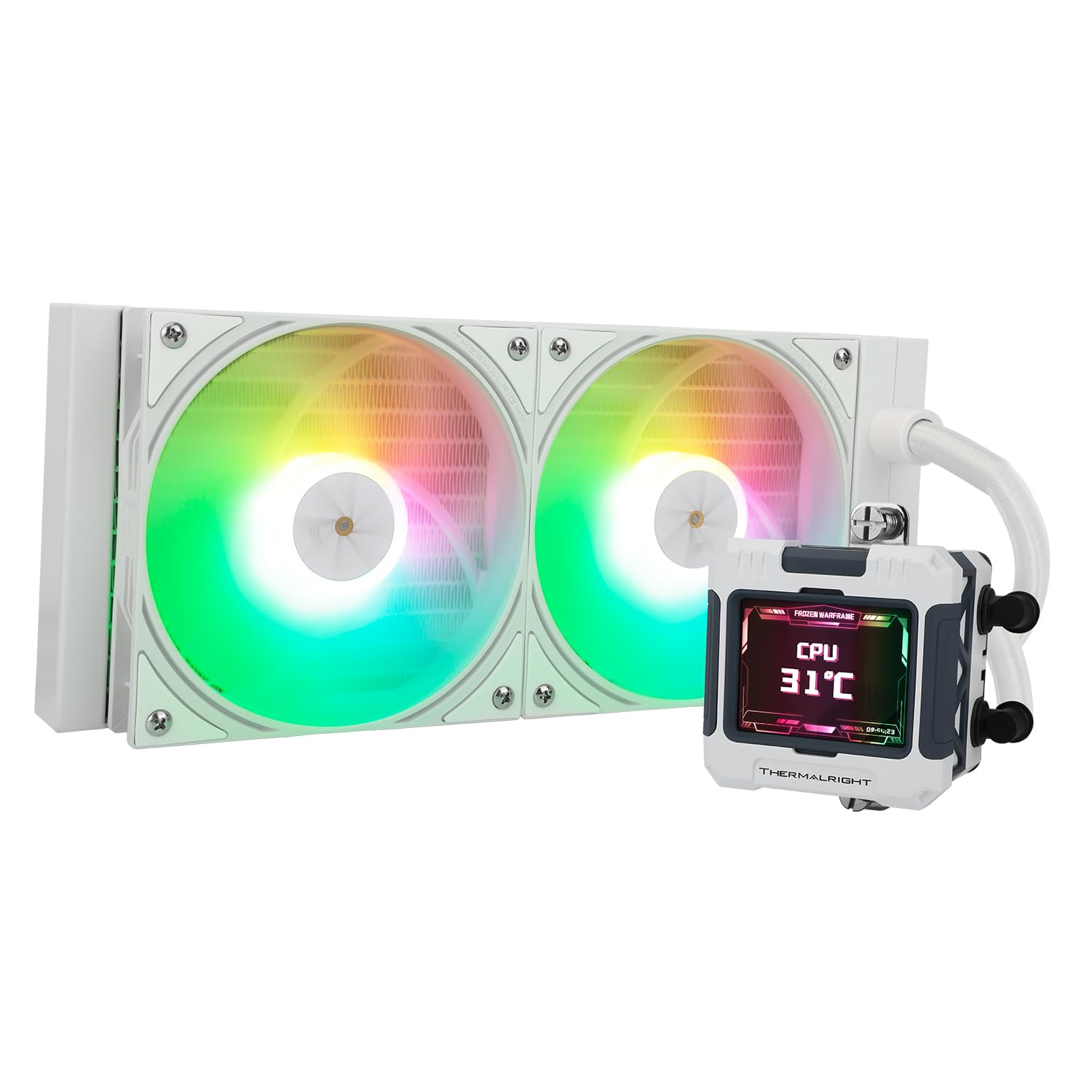 Photo 1 of Thermalright FW240 White ARGB CPU AIO Cooler,PC 240 Specification Water Cooler System,IPS LCD Screen with 320 * 240 Resolution,for AM5&Intel LGA1700/1851,CPU Cooler Comes with 2.4-inch LCD Display