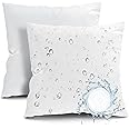 Fixwal 16x16 Inches Outdoor Pillow Inserts Set of 2, Waterproof Decorative Throw Pillows Insert, Square Pillow Forms for Patio, Furniture, Bed, Living Room, Garden (White)