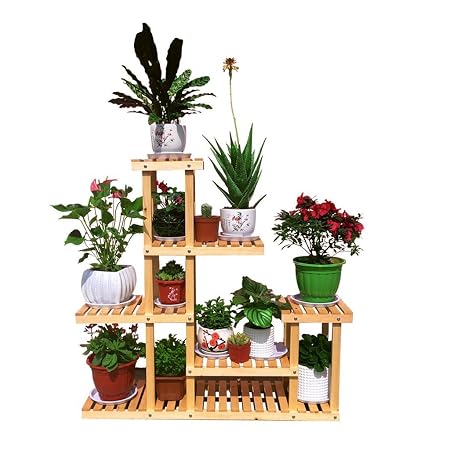 QFF Soporte de la Planta de Madera sólida/Soporte de la Flor ...