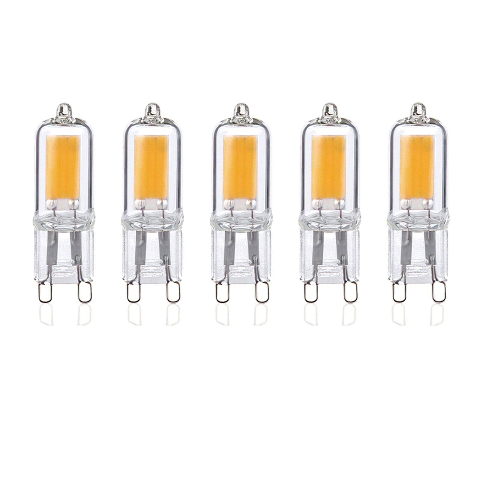 ZFQ 5 Pack G9 2W LED Bulbs, 25W Halogen G9 Light Bulbs Replacement, Glass Cover, 3000K Warm White, 250 Lumen, 360°Beam Angle, 80Ra, AC 220-240V, Non-Dimmable