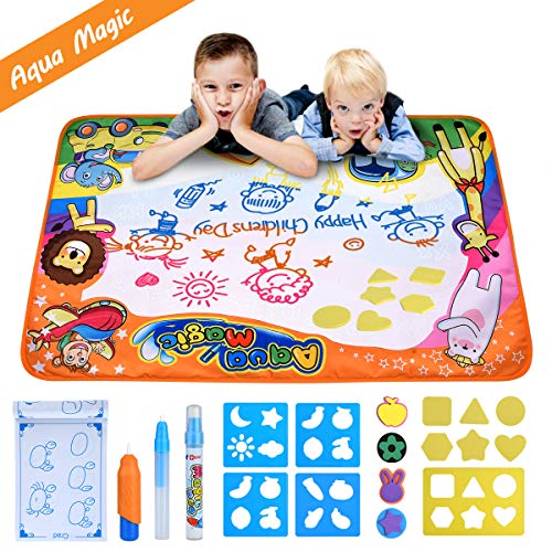 Water Drawing Mat Large Doodle Mat 34.6" X 22.8"in Aqua Doodle Mats Educational Aqua Doodle Pad for Painting Writing Learning Toddler Toys Magic Water Canvas Toy Gift Box for Toddlers Age 2 3 4 5 6 - Thumbnail 7