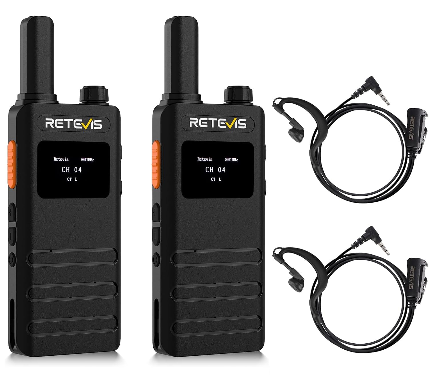 Retevis B63S Walkie Talkie Rechargeable, PMR446 15 mm Slim 2 Way Radio, New Version of RT622P (3.0), USB C, LCD Screen, VOX, 103g Handheld Professional Walkie-Talkie for Camping Family (2 Pcs, Black)