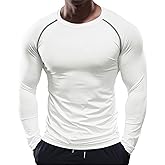 Fioboc Men's Long Sleeve Compression Shirts PerformancePro Active Crew Neck Tee Moisture Wicking Quick Dry Gym Running Shirts
