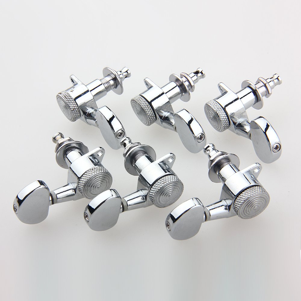 Kmise Round Head Twist Locking Tuning Pegs Electric Guitar Machine Heads 3L3R Chrome Amazon.co