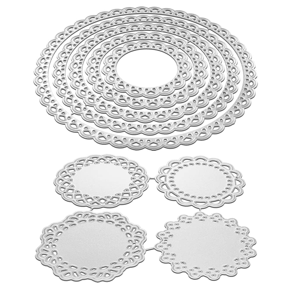 2 Set Flower Dies for Card Making, FineGood 9 PCS Metal Cutting Dies Circle Lace Die Cuts DIY Craft Die Cutters for Card Making Scrapbooking Album