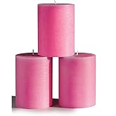 CANDWAX Pink 3x4 Pillar Candle Set of 3 - Unscented Smokeless Dripless Valentine Pillar Candles - Hot Pink Candles for Wedding, Special Occasions and Ordinary Dinners - Valentine's Day Pillars