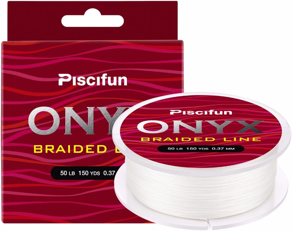 Piscifun Onyx Braided Fishing Line, Superline Abrasion Resistant Braided Lines, Zero Stretch Super Strong, Low Memory, Fast Water Cutting PE Fishing Lines, 6lb-150lb
