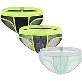 ZONBAILON Men's Briefs Dual Pouch Ice Silk Underwear Open-fly Breathable Sexy Panties