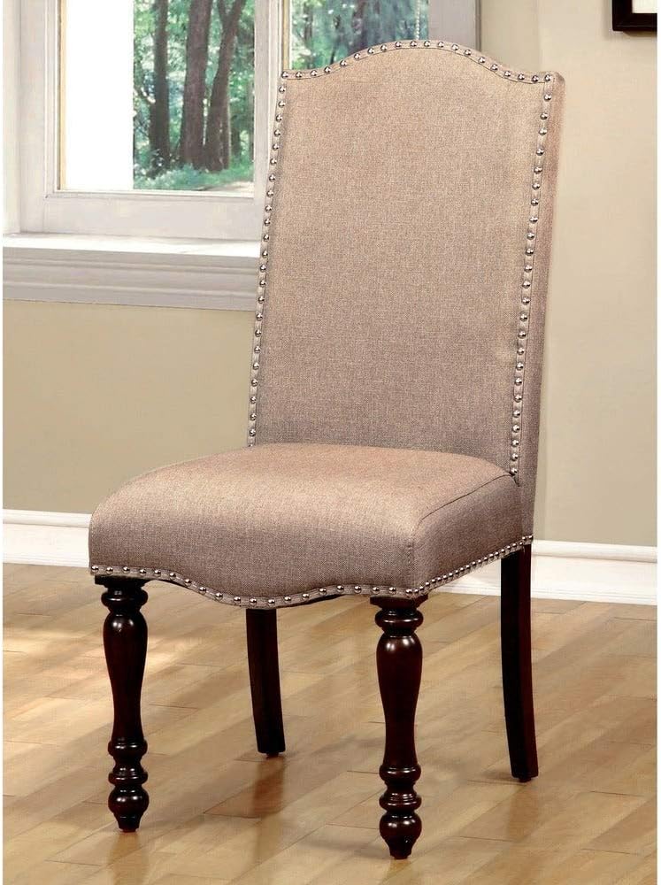 Furniture of America Edella Ivory Linen-Like Fabric Dining Chair (Set of 2)