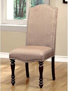Furniture of America Edella Ivory Linen-Like Fabric Dining Chair (Set of 2)