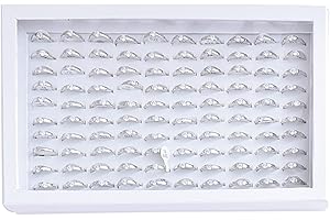 ZLY Jewelry Rings Display Tray Velvet 100 Slot Case Box Jewelry Storage Box (White)