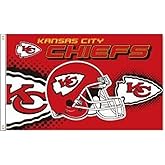Yerchic Chiefs Flag 3x5ft Sports Fans Helmet Banner Polyester Flag For Garage Room Man Cave