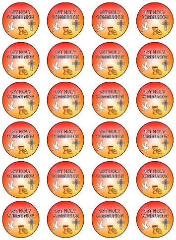 X24 1.5" First Holy Communion Cup Cake Toppers Decorations on Rice Paper