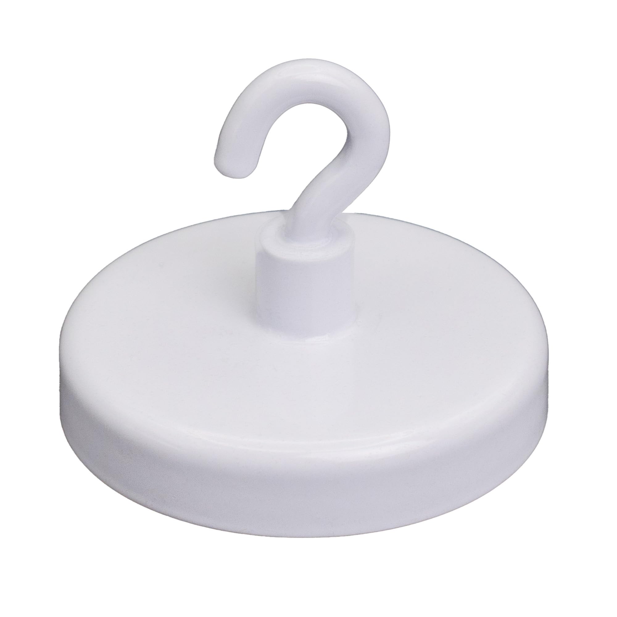 FIRST4MAGNETS Ferrite White Painted Clamping Magnet with M4 Hook for Hanging, Holding or Displaying Items - 40mm Dia - 10.2kg Pull