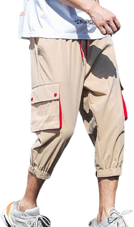 Keaac メンズトレーニングショーツカジュアル夏カーゴカプリパンツ Khaki L アウトドア ショート ハーフパンツ 通販 Amazon