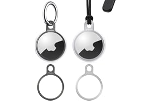 Stouchi 2 Packs AirTag Holder Key Ring, Aluminium Invisible Slim Keychain Case for AirTags 2021 Finder Items iPhone 17/16/ 15/13/12 Dogs, Keys, Backpacks Air Tag Accessories