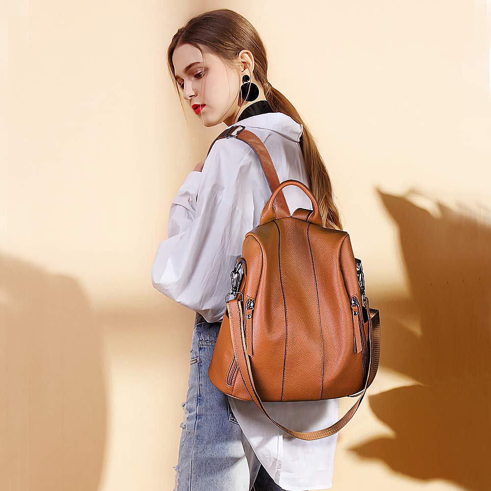 Marrone Zaino da Donna Casual in Vera Pelle Borse a Zainetto Donna  Antifurto Impermeabile Zaino da Viaggio In Moda Daypack Casual Tide Zaino  Giornaliero Borse In Morbida Vera Pelle Borse urban-earth.co.uk