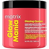 Matrix Glow Mania Super Gloss Protecting Mask-Protects Glow&Shine,With Glycolic Acid&Rosehip Oil,For Dull&Color-Treated Hair