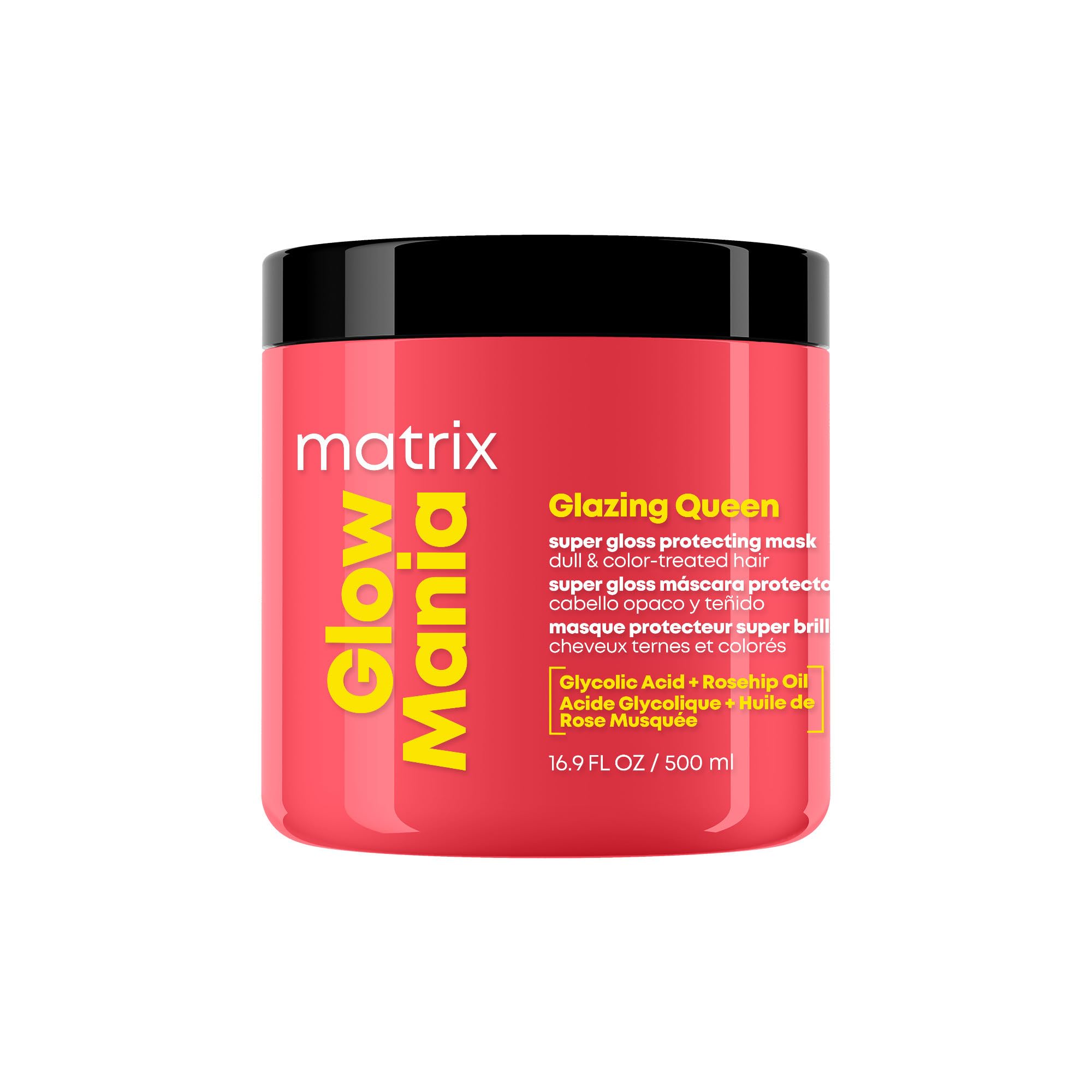 Matrix Glow Mania Super Gloss Protecting Mask – Protects Glow and Shine, With Glycolic Acid & Rosehip Oil, For Dull & Color-Treated Hair, 16.9 Fl Oz