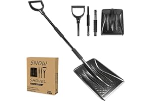 44" Detachable Snow Shovel, Stainless Steel Snow Shovel for Car with Dual Non-Slip Sponge Handle, Thickening Design of Shovel