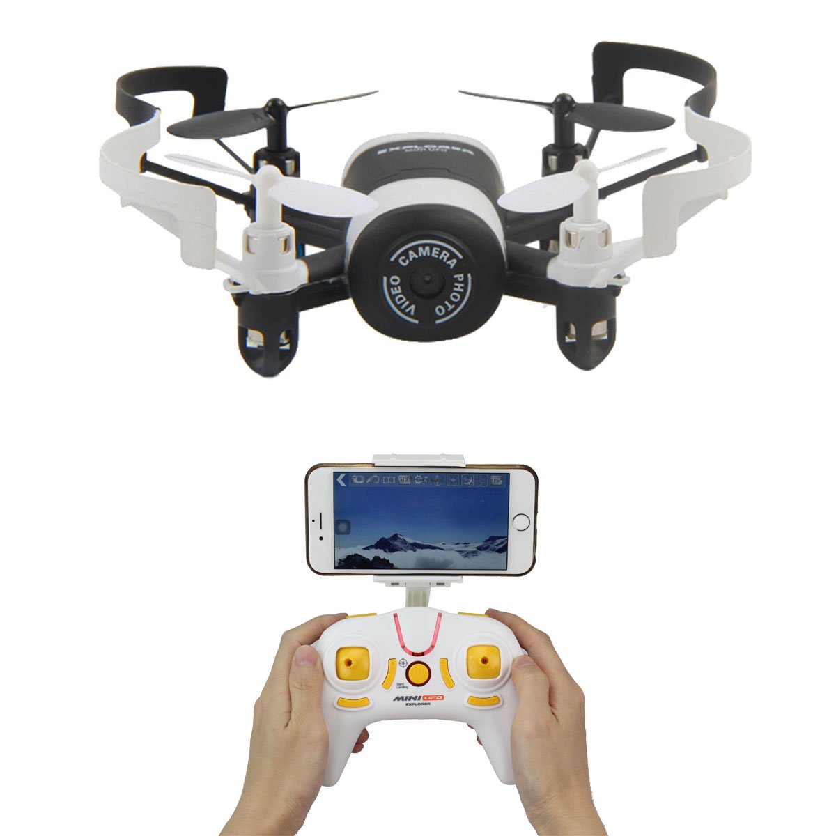 Fistone RC Helicopters WIFI Quad-rotor 2.4G 6-Axis Gyro FPV Drone Altitude Hold Portable Aircraft 3D Flip Wireless multirotors UFO Quadcopters for Beginners and Kids Electronic Hobby Toys (Black)