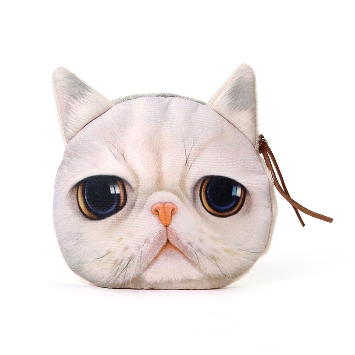 Ai-life Lifelike Cat Face Zipper Bag Coin Case Money Plush Purse Wallet Bag Pouch Handbag