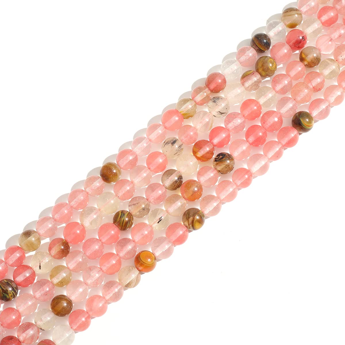 Natural Stone 8mm Watermelon Tourmaline Round Crystal Energy Stone Beading Loose Gemstone DIY Smooth Beads for Bracelet Necklace Earrings Jewelry Making
