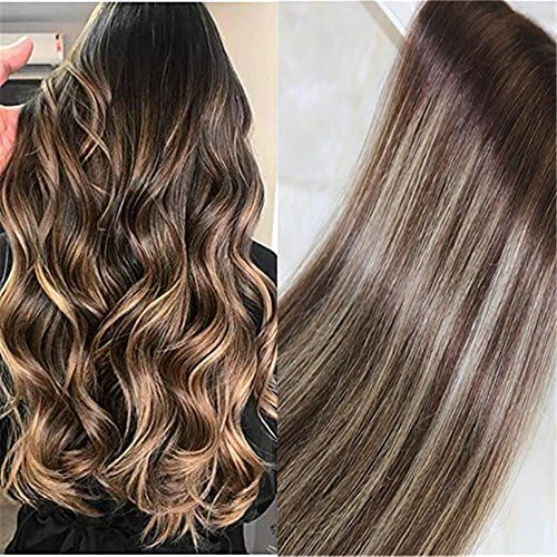 20pcs 50g Tape in Hair Extensions Glam Seamless Ombre Color Darker Brown #3 to Light Blonde #24 Highlighted Brown Balayage Weft Hair Extensions(24", 3/24/3)