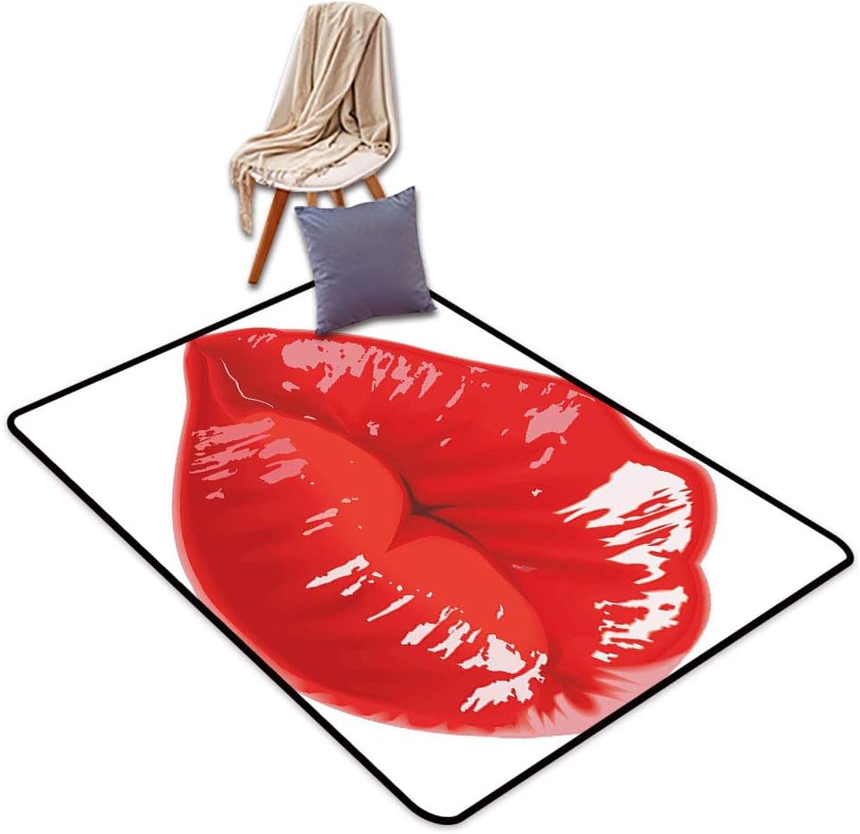 Kiss Area Rugs Floor Covers, Puckering Full Lips in Vivid